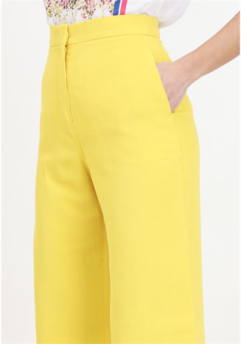 Yellow women's trousers in viscose and linen MAX MARA | 2416131012600004